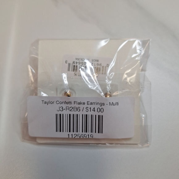 Grace + Emma Multicolor Gold Stud Earrings Taylor Confetti Flake - Picture 3 of 3